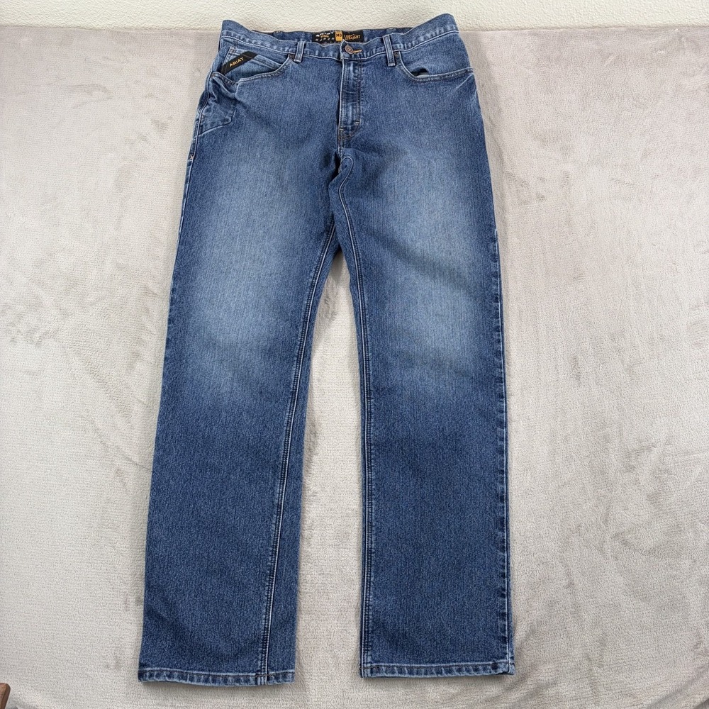 Ariat M3 Rebar Loose Straight Jeans Men 34x36 Blue Western Durastretch Workwear